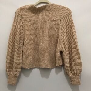 Free People Chunky Knit Off Shoulder Blush Beige Cozy Boho Beachy Size XS